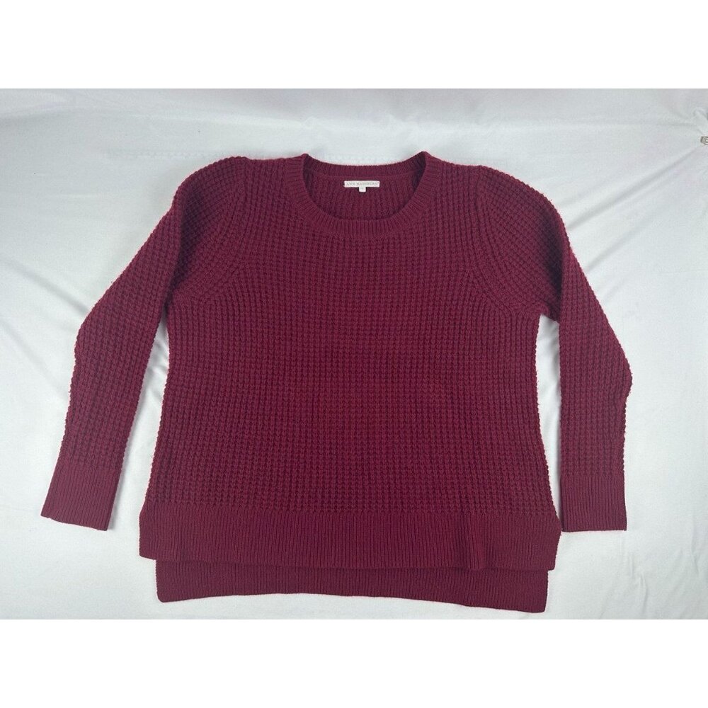 Ann Mashburn Cashmere Waffle Knit Sweater in Wine Small